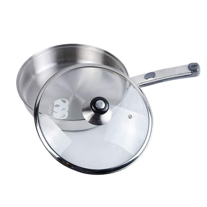 Alpha Stainless Steel Frying Pan With Glass Lid