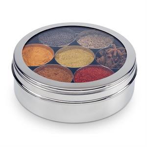 Royal Spice Masala Box – Premium Stainless Steel 7-Compartment Spice Container 20 cm