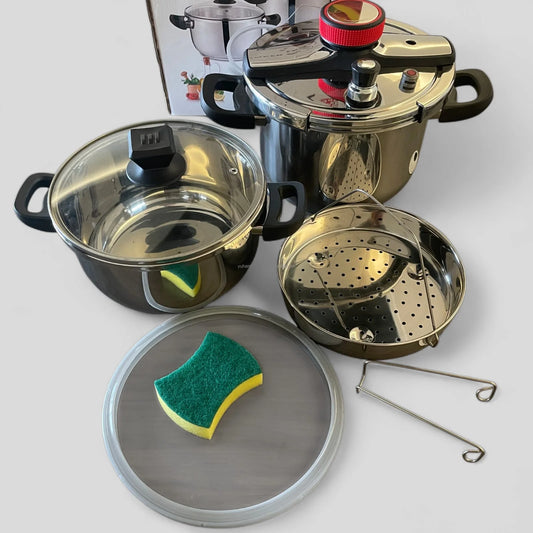 KNOB 7+5L Pressure Cooker Set – 7L Cooker, 5L Handi & Steamer Combo