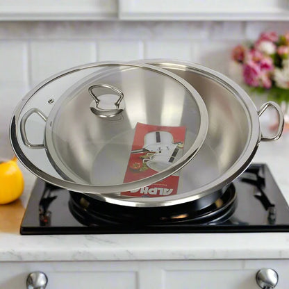 Alpha Stainless Steel Karahi with Glass Lid