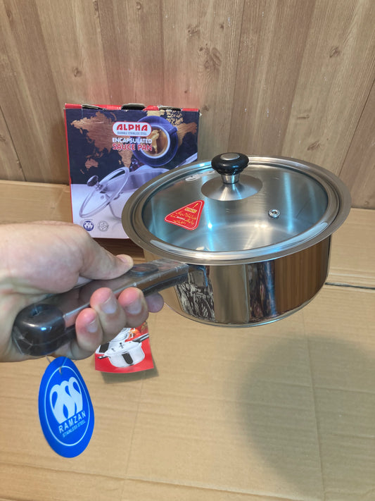 Alpha Stainless Steel Sauce pan & Milk Pan with Glass Lid